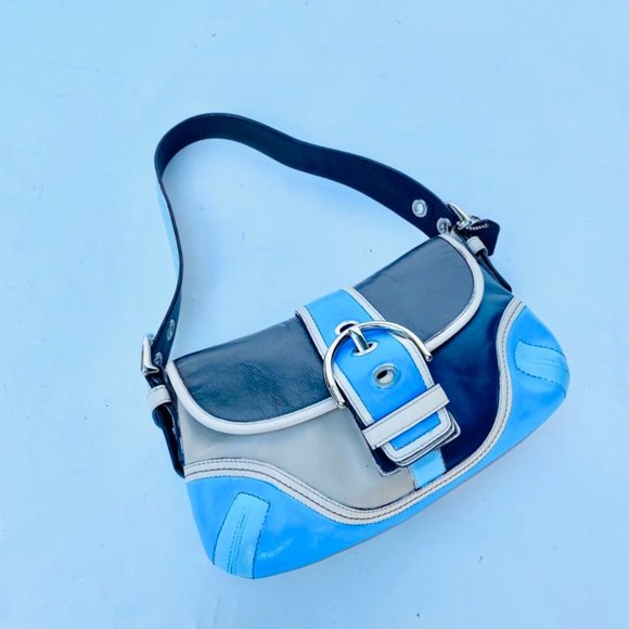 2000s Coach hand painted colorblocked leather bag - Picture 1 of 4